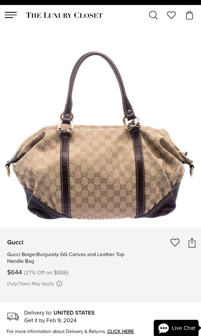 🅾️Gucci canvass handbag (Category: Luxury Bags & Wallets) located in Cavite. Submitted by ariaaaaaaaaaa (Listing ID 1297401883, Image 2). Description: As is kayo na po magpa LC, I can send you detailed pics if you're interested. Just pm me.
