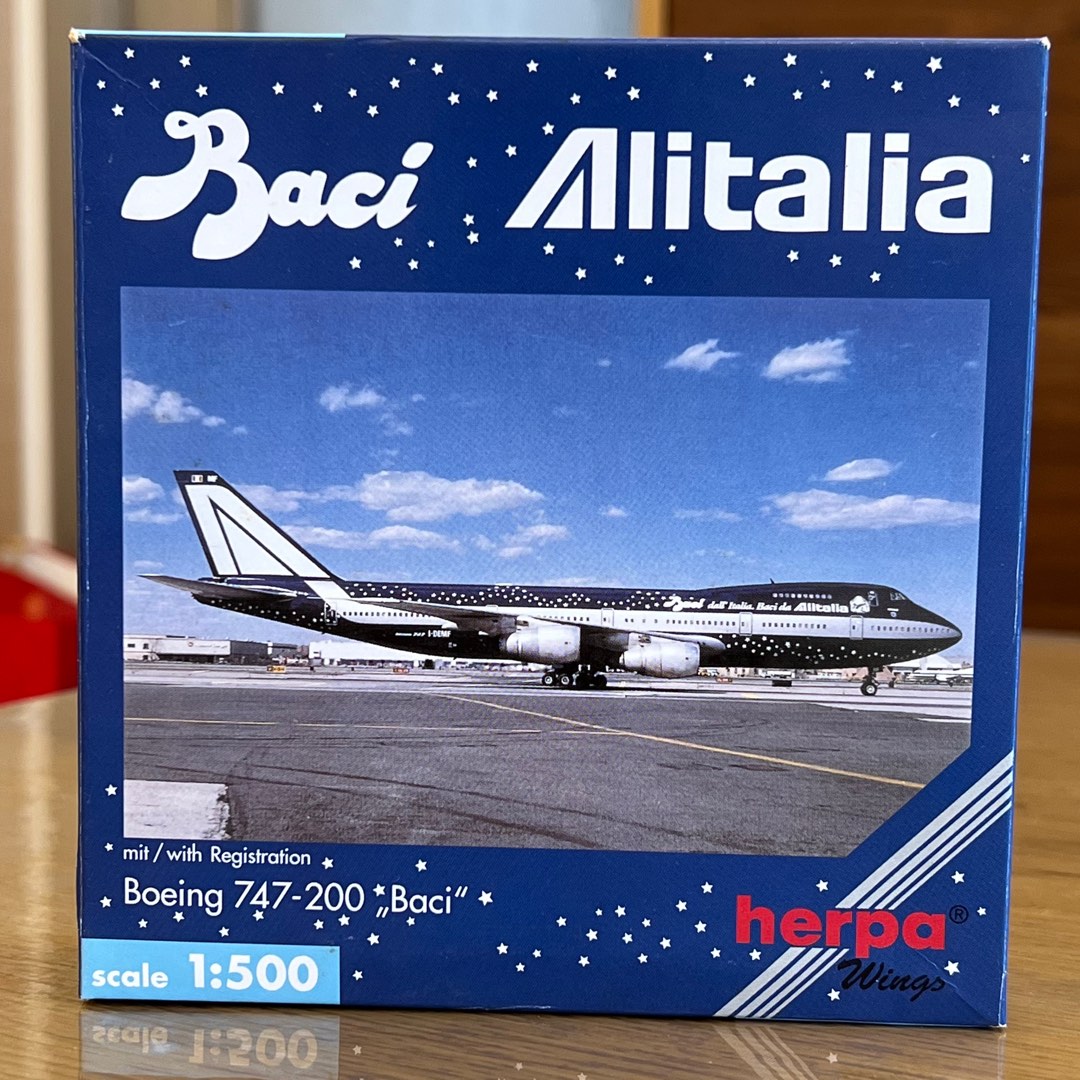 【希少限定品】herpa BaciAlitalia B747-200 1/200 希少限定品】herpa BaciAlitalia B747-200 1/200 Herpa 1:500 Alitalia