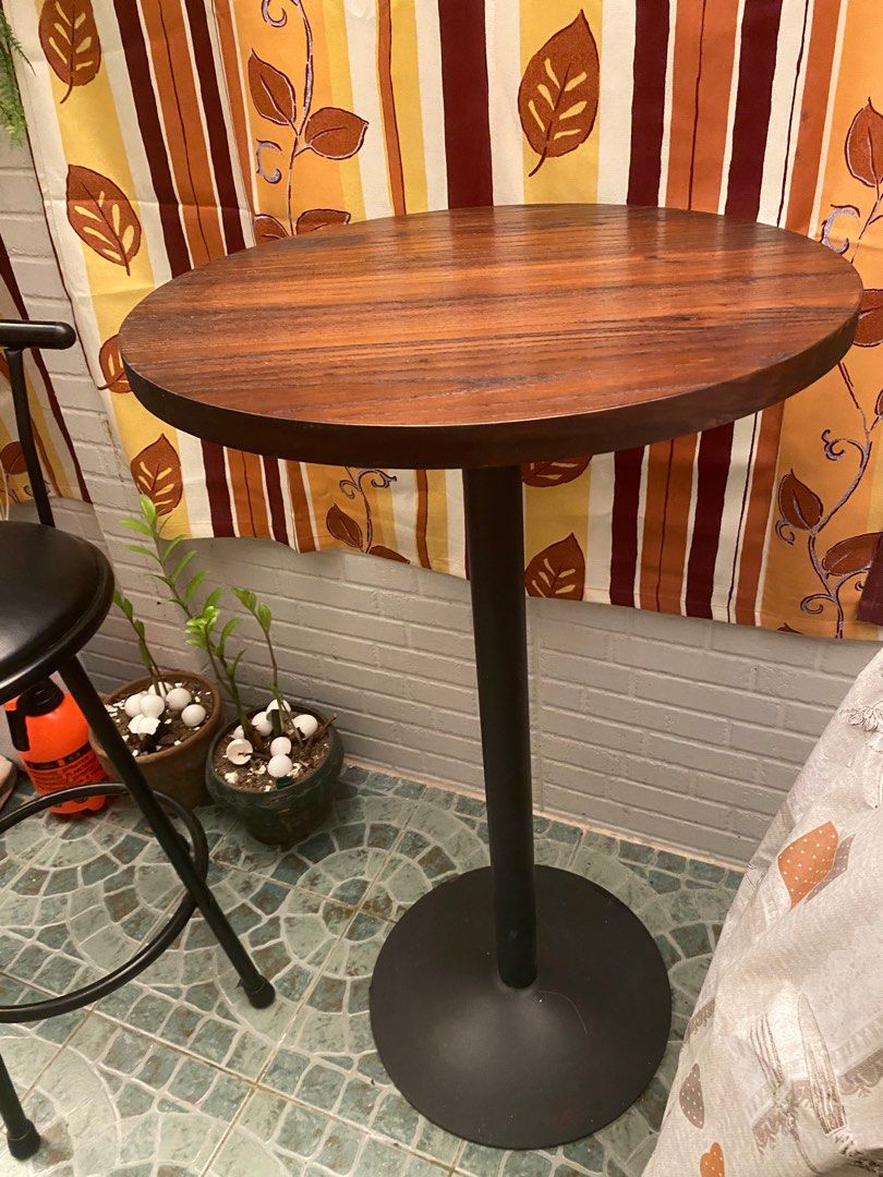 High coffee table/cocktail bar and two heavy duty high stools (Category: Tables & Sets) located in Manila. Submitted by irenelimto72098 (Listing ID 1297400711, Image 1). Description: made from solid wood and heavy duty metal foot.