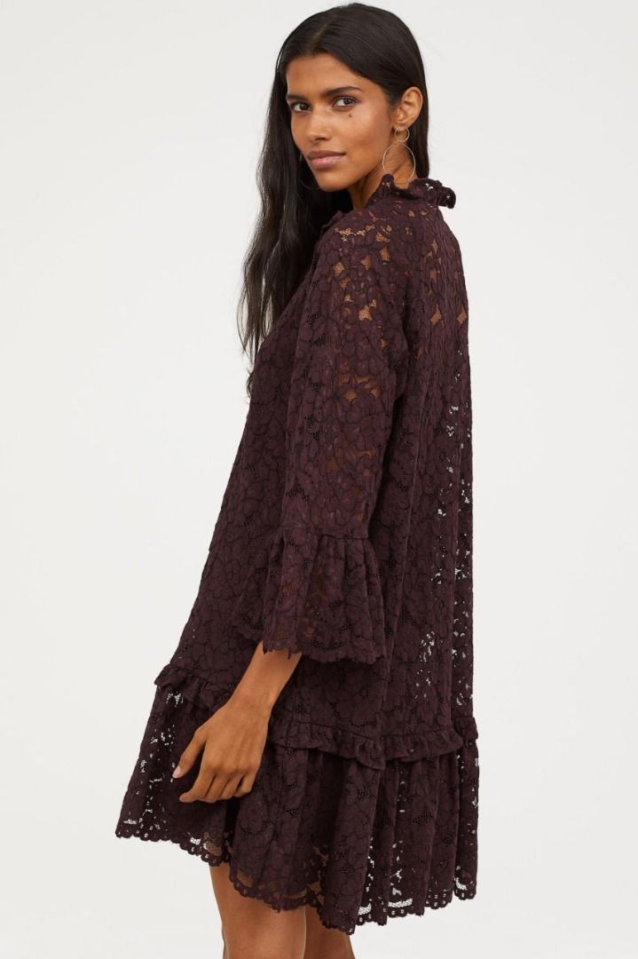 H M Burgundy Lace Swing Dress