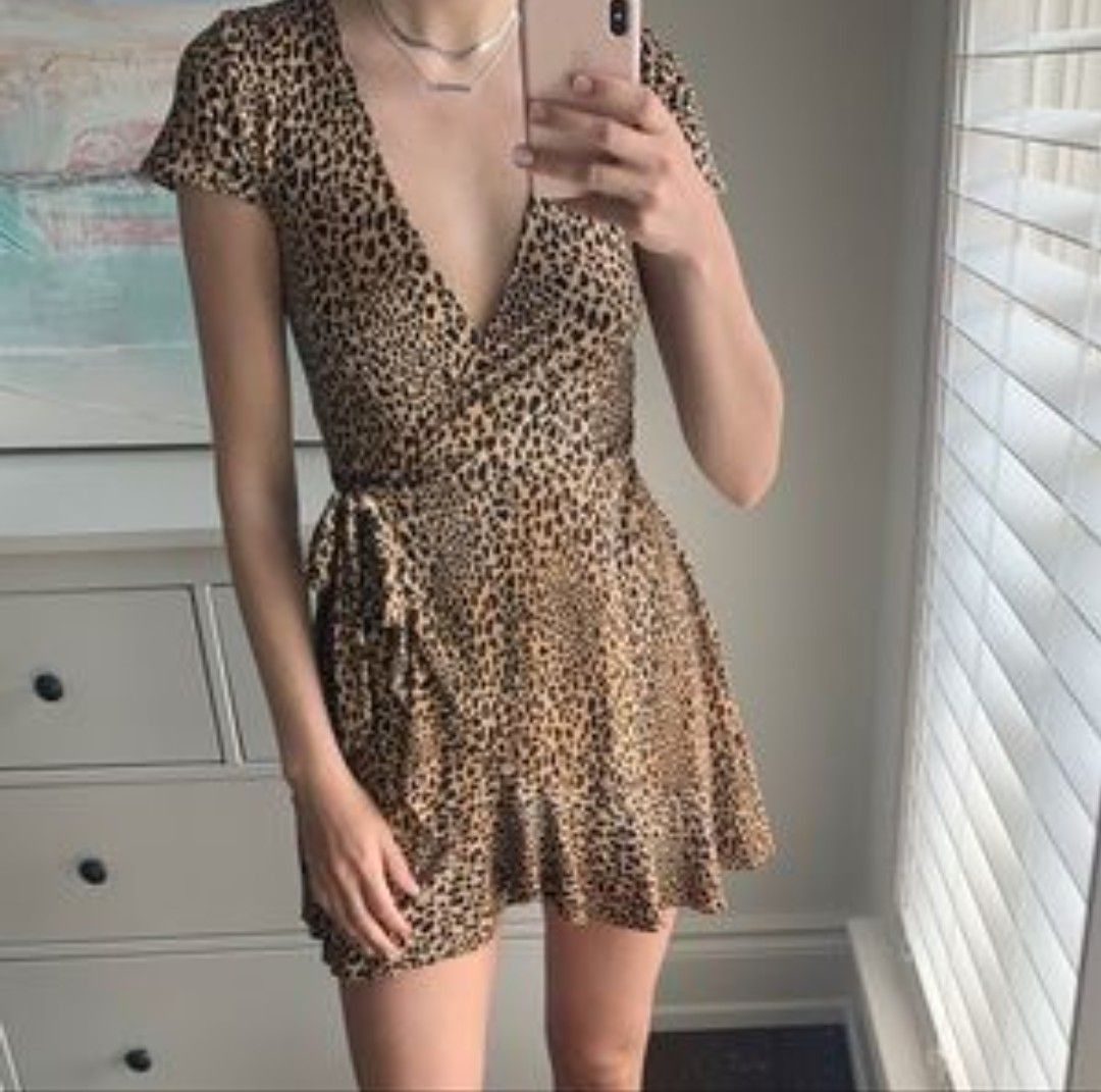 Leopard print wrap dress h&m clearance