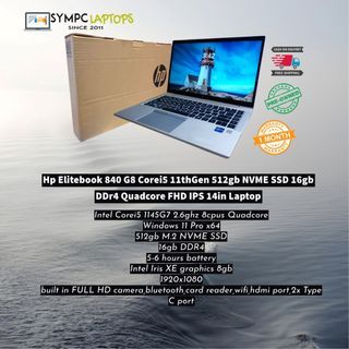 HP Elitebook 840 G8 Corei5 11thGen 512gb NVME SSD 16gb DDR4 14inches Quadcore FHD Laptop