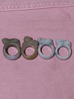 Jade Bangle Rings with Pixiu Carvings and Certificate