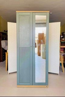 JAPAN SURPLUS FURNITURE 2 DOOR CLOSET WITH FULL BODY MIRROR (DREAMER BRAND)  SIZE 29.5L x 22.5W x 71H in inches   (AS-IS ITEM) IN GOOD CONDITION
