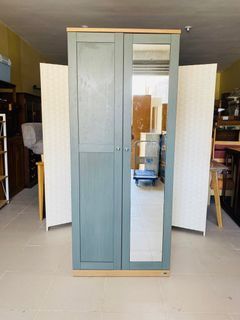 JAPAN SURPLUS FURNITURE 2 DOOR CLOSET WITH FULL BODY MIRROR (DREAMER BRAND)  SIZE 29.5L x 22.5W x 71H in inches   (AS-IS ITEM) IN GOOD CONDITION
