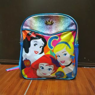 Kids baby Disney Princess Cinderella Snow White Ariel Mermaid pink glitter backpack bag