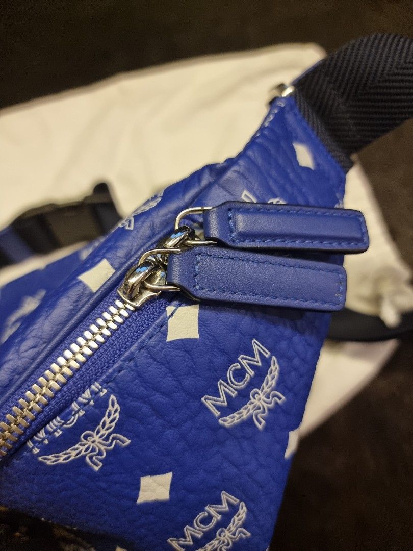 MCM Monogram Blue Visetos Belt bag Men s Fashion Bags Belt bags Clutches and Pouches on Carousell