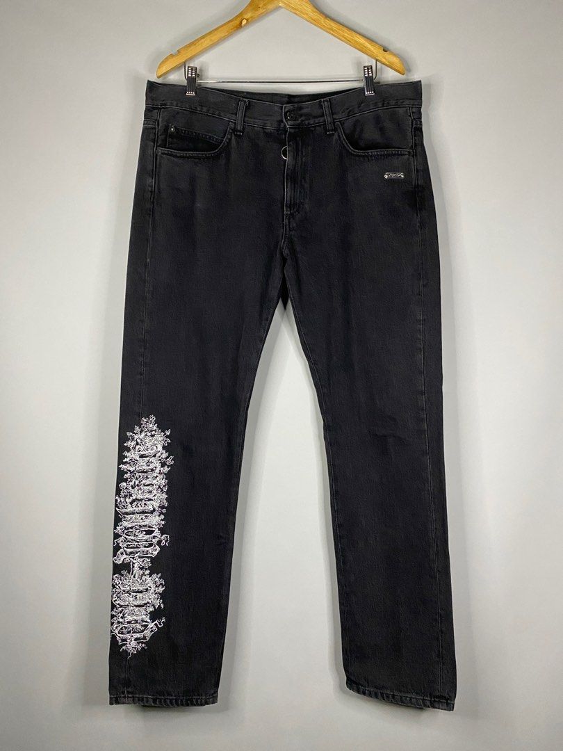 Off White Gothic Slim Black Jeans Men s Fashion Bottoms Jeans on Carousell