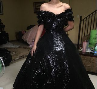 PLUS SIZE BLACK SEQUINS GOWN FOR SAGALA AND DEBUT FOR SALE AND FOR RENT