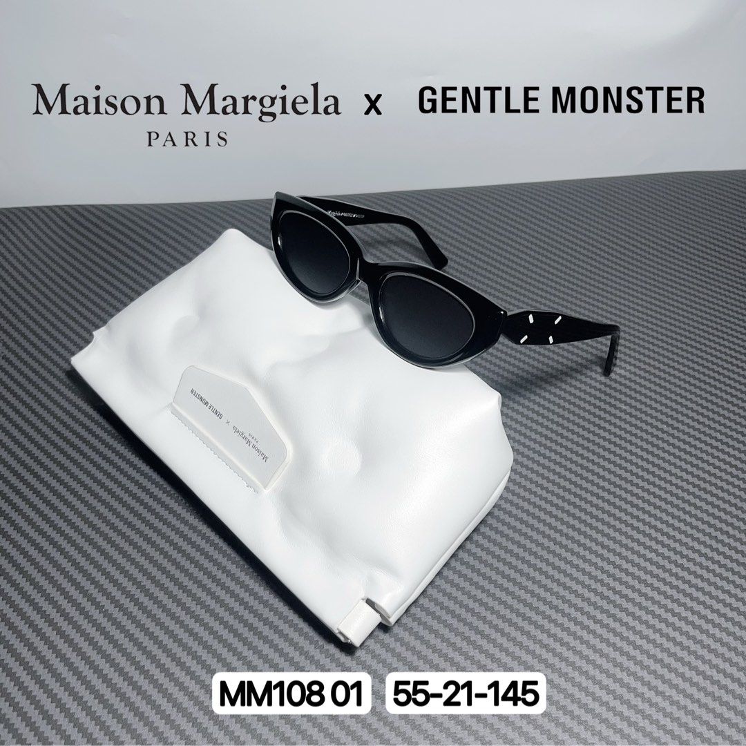(Ready Stock) MM108 01 | Gentle Monster X Maison Margiela Sunglasses  (Unisex) | Black Acetate Cat-eye shape | Black Lenses | 55-21-145
