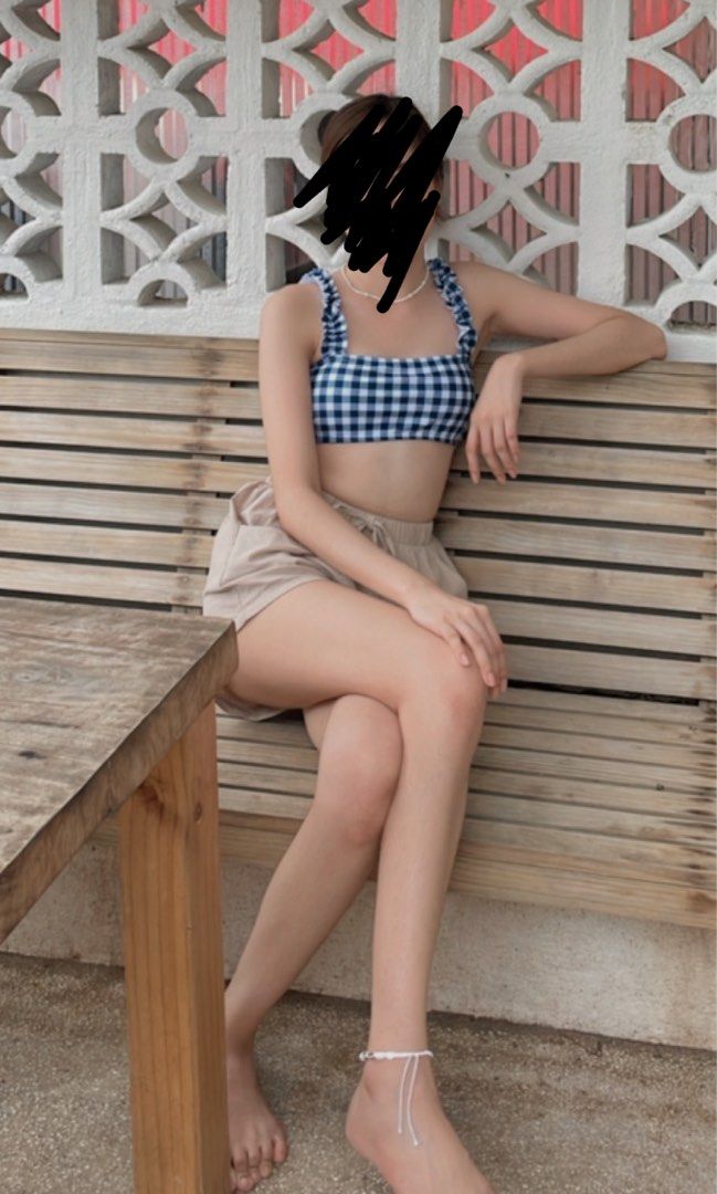 Shein blue gingham frill bikini (Category: Bikinis & Swimsuits) located in Santa Rosa. Submitted by jamrose (Listing ID 1297438010, Image 3). Description: Worn only once Xs-s Blue Highwaist.