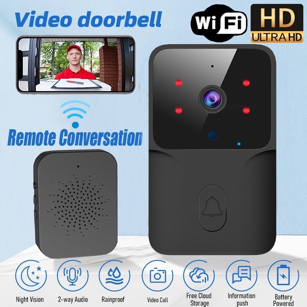 KEPEAK Smart WiFi Doorbell Camera – Wireless, 2-Way Audio, Night Vision (No Batteries)