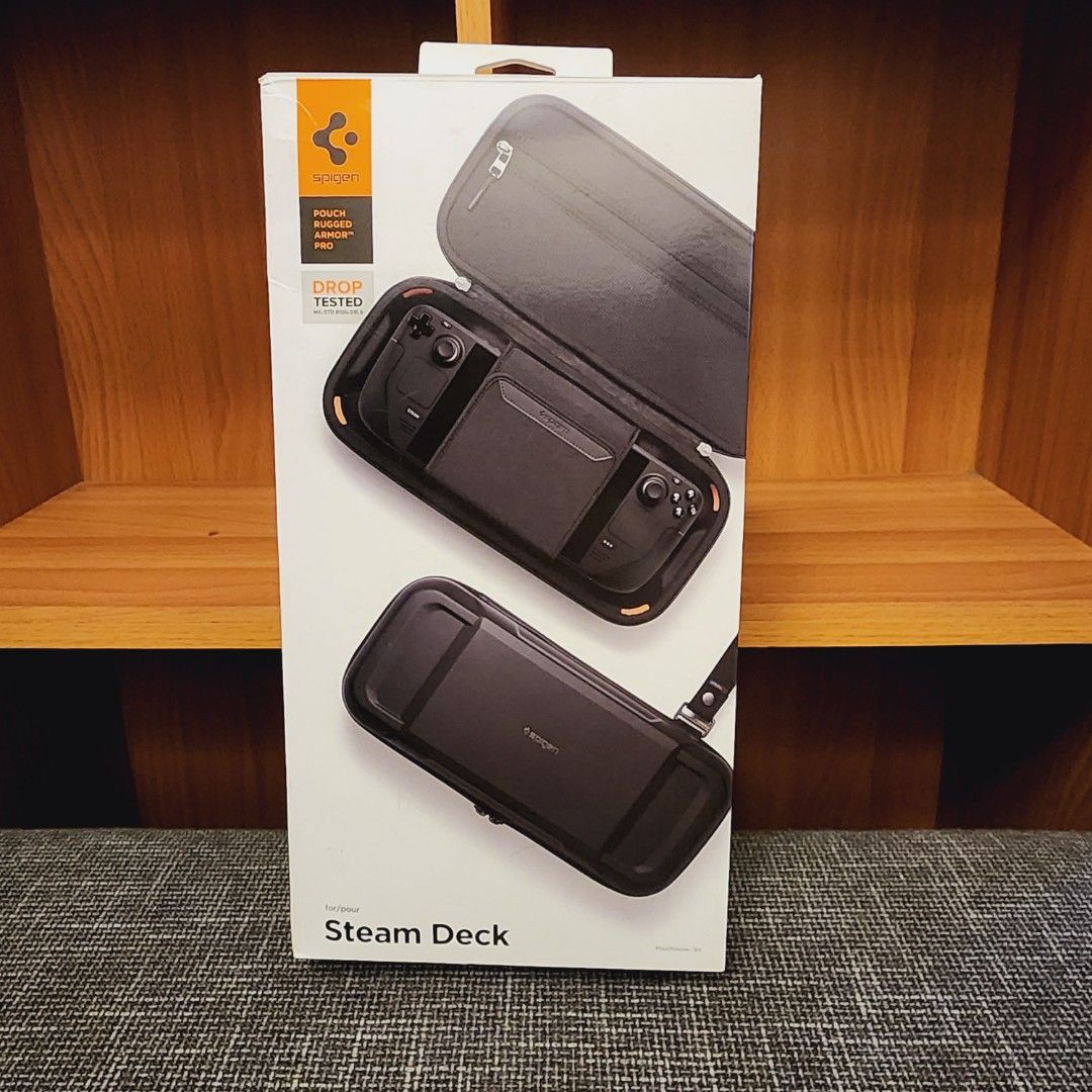 Spigen Rugged Armor Pro Pouch and Case for Steam Deck (Category: Others) located in Quezon City. Submitted by bubbles023 (Listing ID 1297522195, Image 1). Description: Spigen Rugged Armor Pro Pouch and Rugged Armor Case for Steam Deck Unused - figured it's too bulky for me just opened the box to test them, kept it in storage after selling both pouch and case Spigen Rugged Armor Pro Pouch details https://www.spigen.com/products/steam-deck-series-r