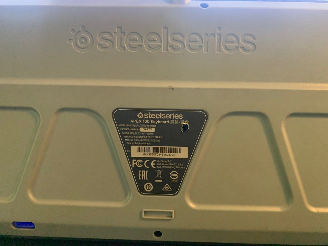 Steelseries Apex 100 gaming keyboard (Category: Computer Keyboard) located in Makati City. Submitted by balaig (Listing ID 1297443093, Image 3). Description: RFS: Getting a new keyboard. Used it for a few years but still fully works. Original price was $40 and is no longer being sold or manufactured (refer to 4th pic).