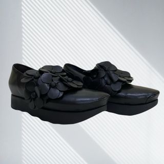 Tokyo Bopper Black Floral Leather Platform Shoes