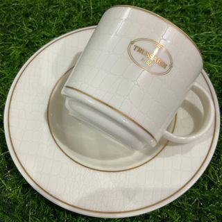 Trussardi Table Crocodile Pattern White Intact Gold Lining Cup and Saucer with Backstamp and with Gift box for take all, 5duos available #B6 - P599.00 per duo