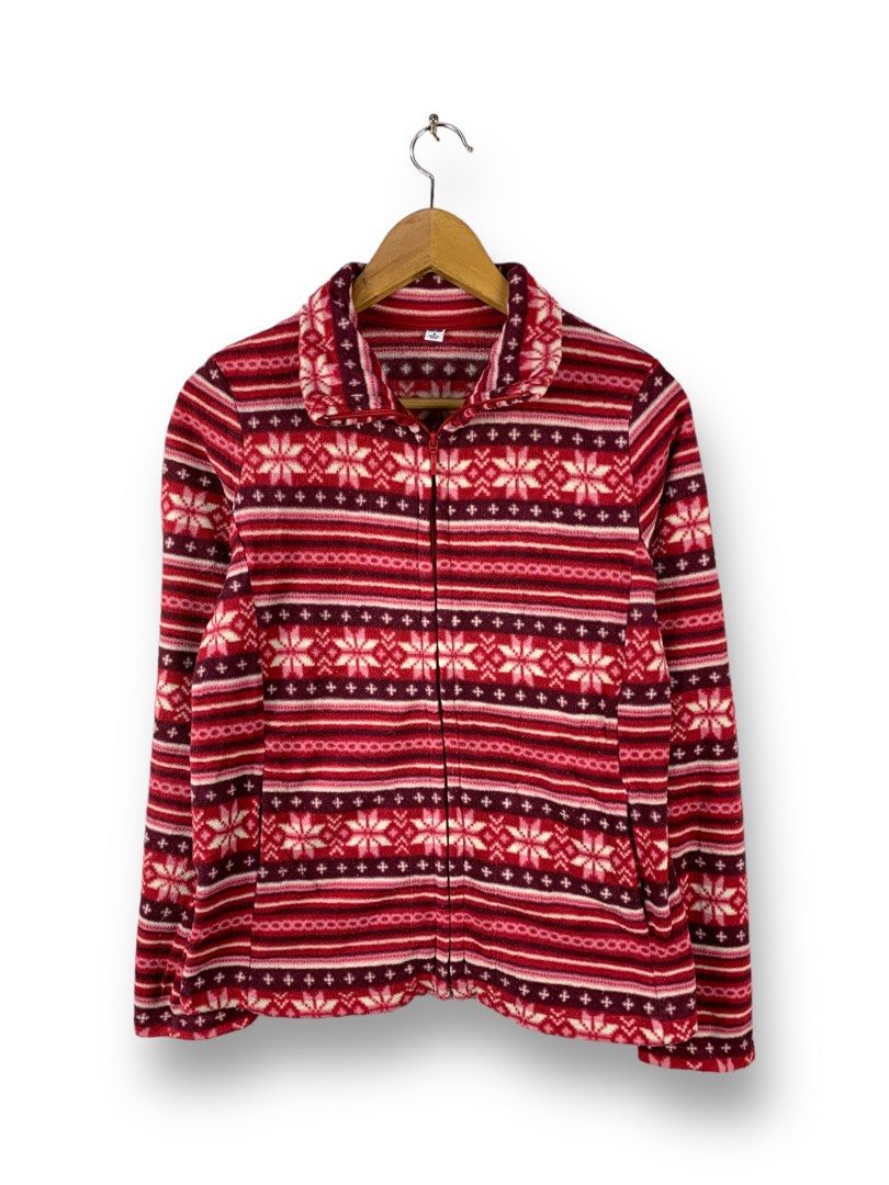 UNIQLO PRINTED FLEECE ZIPPER JACKET ART CHRISTMAS WINTER