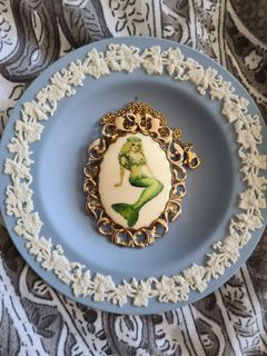 Vintage Mermaid Cameo Necklace with Stainless Chain