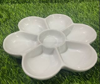Watercolor Palette White Flower Shape Thick Ceramic with Engrave Signature Markings 7.25” x 1” inches - P199.00