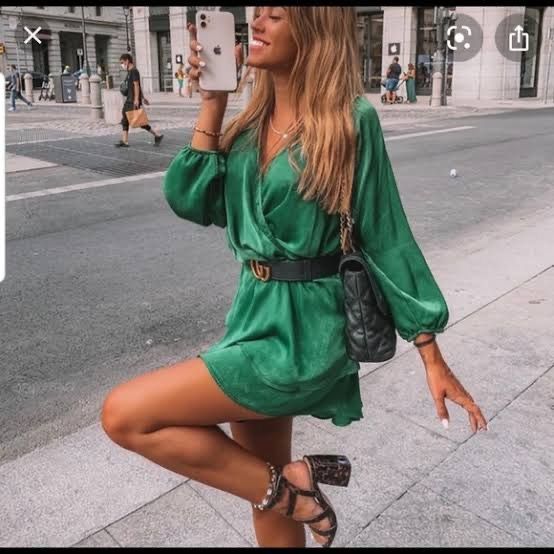 Zara Green Satin with Knot Mini Dress, Women's Fashion, Dresses & Sets,  Dresses on Carousell