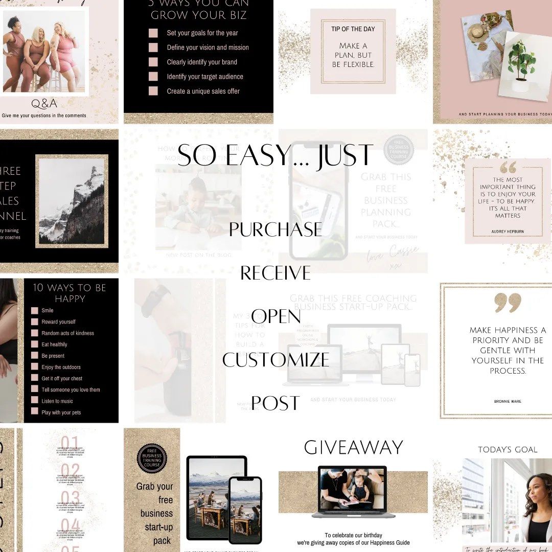 105 Social Media Canva PALE GOLD Instagram Branding Package Templates ...