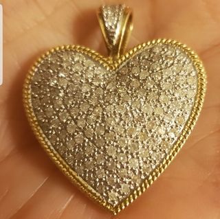 14k vintage  pave diamonds pendant size  1 inches long