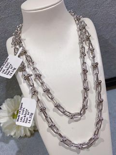 18K Japan white aq Gold hardware necklace