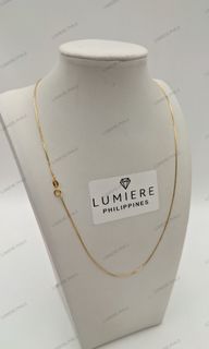 18K Saudi Gold Box Chain Necklace | 18 Inches | 0.7MM | Yellow Gold | [LP-001300]