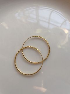 18k Saudi gold loop earrings 20mm