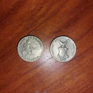 1944 and 1945 5-centavo coins