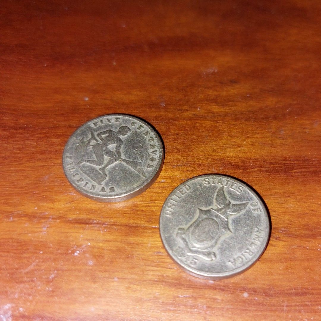 1944 and 1945 5-centavo coins (Category: Currency) located in Quezon City. Submitted by ejo23 (Listing ID 1301003824, Image 2). Description: Selling 1944 and 1945 5-centavos Philippine coins. Part of the Commonwealth series of coins issued from 1937-1945. Many units (30+) available. Feel free to ask for more photos if interested and to choose which one you would like to buy. And if you would want to buy multiple coins. Php 100/piece-1 piece Php 7
