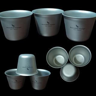 3pcs Set of 15ml Capacity Boundless Voyage Titanium Sake Cup Shot Glass Camping and Hiking Drinkware