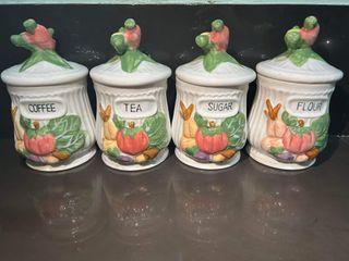 4 pcs. Ceramic Jar Set (Coffee, Tea, Sugar, Flour)