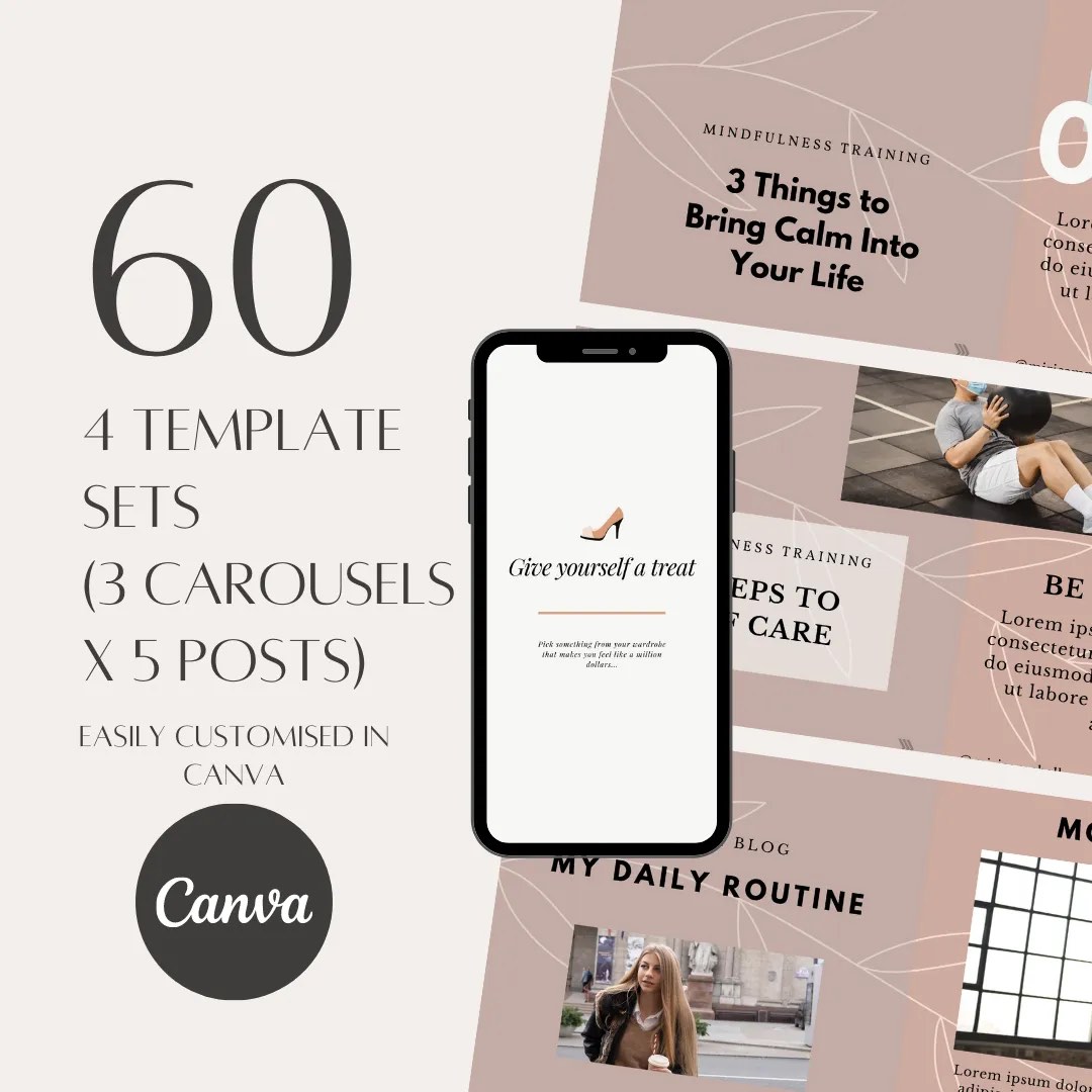 60 Social Media Canva CLARA Instagram Branding Package Templates | 4 ...