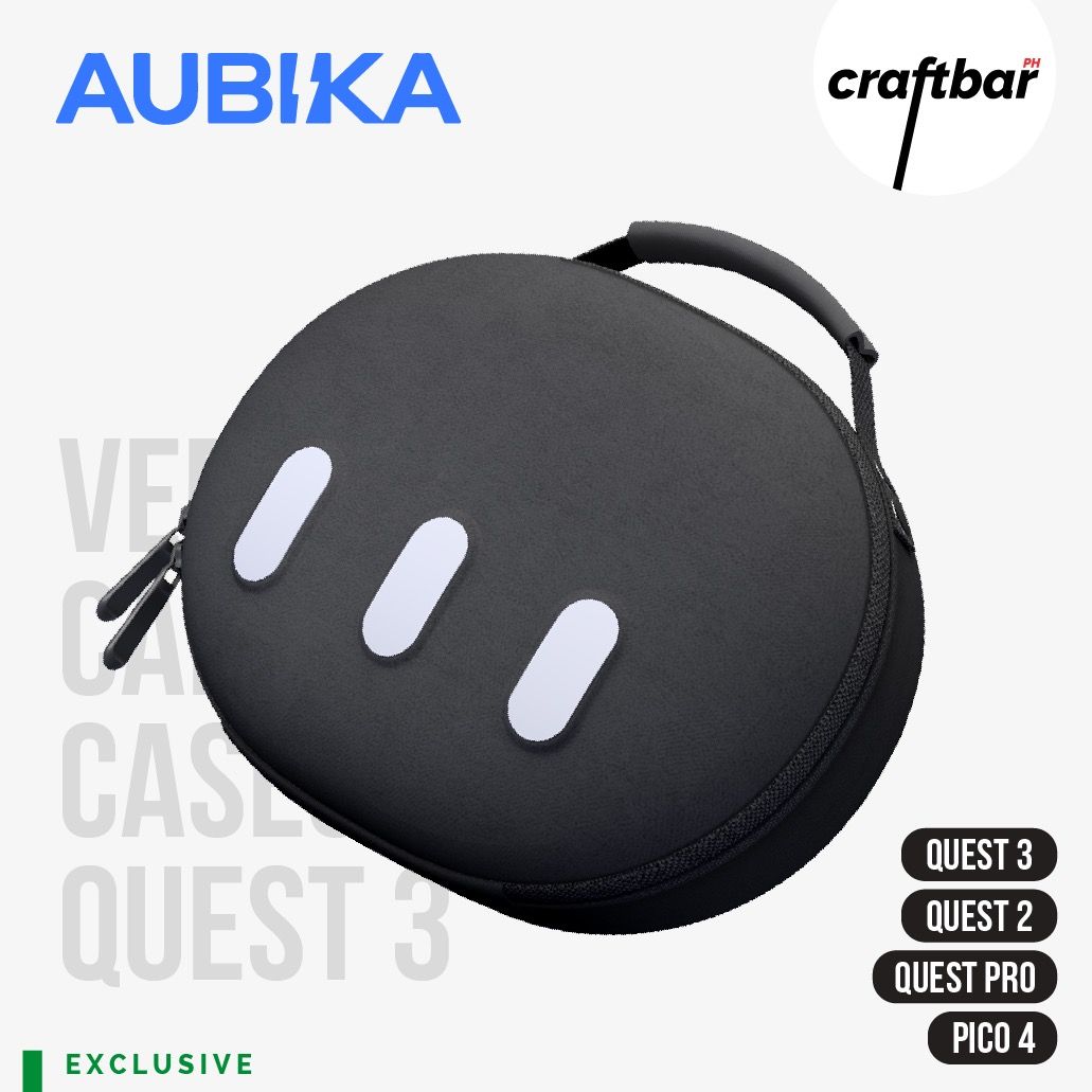 Aubika MINI Hard Carrying Case for Quest 3 | craftbarPH (Category: Virtual Reality) located in Bulacan. Submitted by craftbarph (Listing ID 1300983486, Image 1). Description: Designed to complement your VR journey, the Aubika Carrying Cases offer a unique storage upgrade for your VR headsets, ensuring convenient and stylish protection on the go. MINI - Compact and Lightweight Tailored for seamless compatibility with the Quest 3 headset with defau