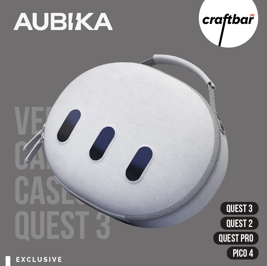 Aubika MINI Hard Carrying Case for Quest 3 | craftbarPH (Category: Virtual Reality) located in Bulacan. Submitted by craftbarph (Listing ID 1300983486, Image 2). Description: Designed to complement your VR journey, the Aubika Carrying Cases offer a unique storage upgrade for your VR headsets, ensuring convenient and stylish protection on the go. MINI - Compact and Lightweight Tailored for seamless compatibility with the Quest 3 headset with defau