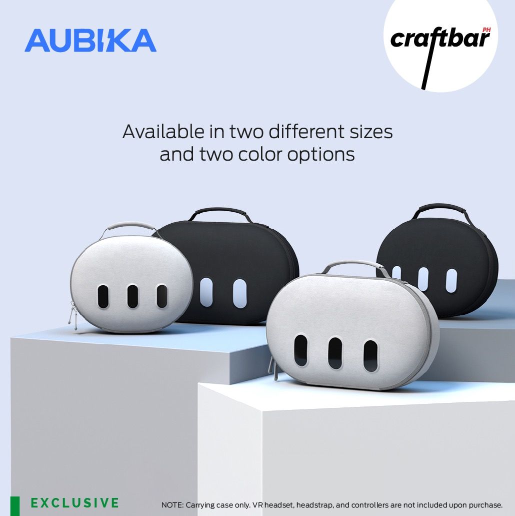 Aubika MINI Hard Carrying Case for Quest 3 | craftbarPH (Category: Virtual Reality) located in Bulacan. Submitted by craftbarph (Listing ID 1300983486, Image 3). Description: Designed to complement your VR journey, the Aubika Carrying Cases offer a unique storage upgrade for your VR headsets, ensuring convenient and stylish protection on the go. MINI - Compact and Lightweight Tailored for seamless compatibility with the Quest 3 headset with defau
