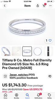 Auth Tiffany  and Co metro full eternity x cartier