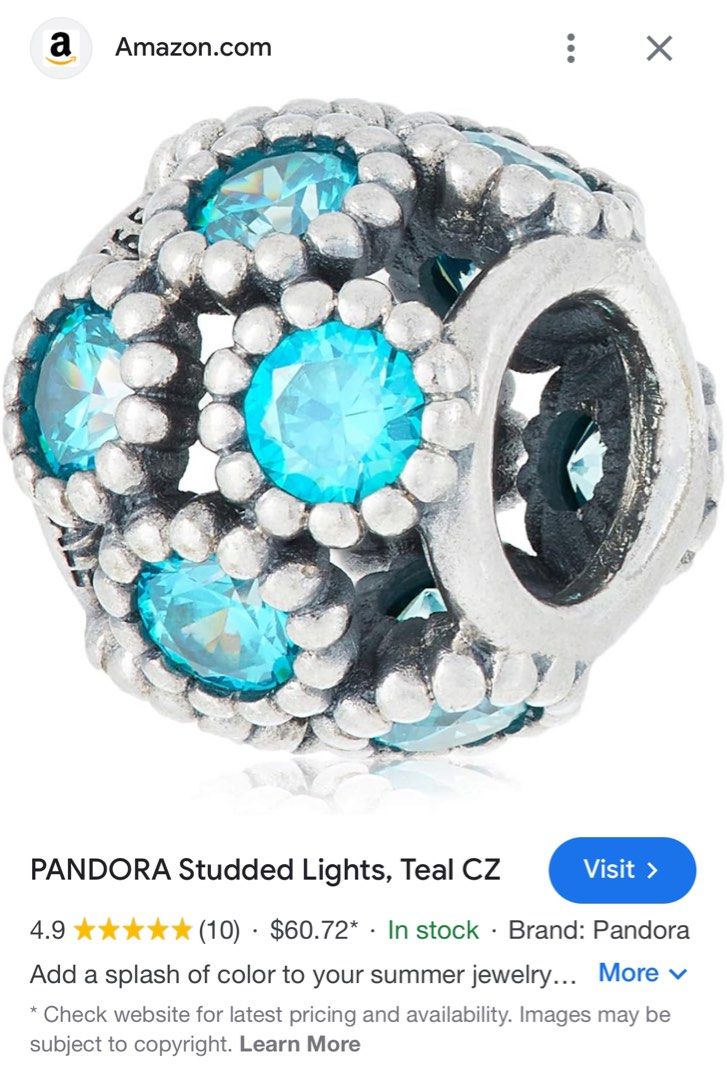 Authentic Pandora Studded Lights Teal (Category: Luxury Accessories) located in Malolos. Submitted by layntev (Listing ID 1301023560, Image 1). Description: Authentic Pandora Studded Lights. Comes with small pandora box. Used for max of 3 times. .