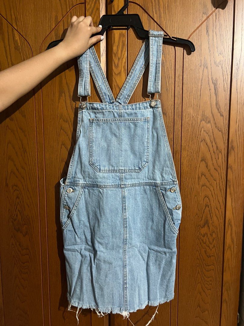 Bershka Denim Jumper Dress Women s Fashion Dresses Sets Jumpsuits on Carousell