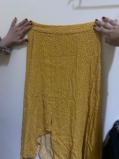 bershka long yellow skirt with side slit