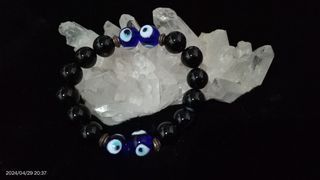 Black onyx with evil eye stone bracelet