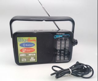 PENSONIC Blue Handy AC/DC Power Battery Operated AM FM Radio Bluetooth Speaker MP3 Micro SD Player