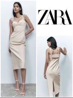 BNWT Zara linen beige/cream midi dress