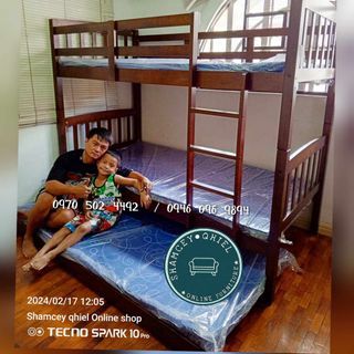 BRAND NEW MALAYSIA WOOD DOUBLE DECK WITH PULL OUT BED FRAME / FOAM OR W OUT FOAM