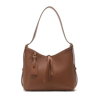Brown leather 2-way shoulder bag crossbody Korean style two way