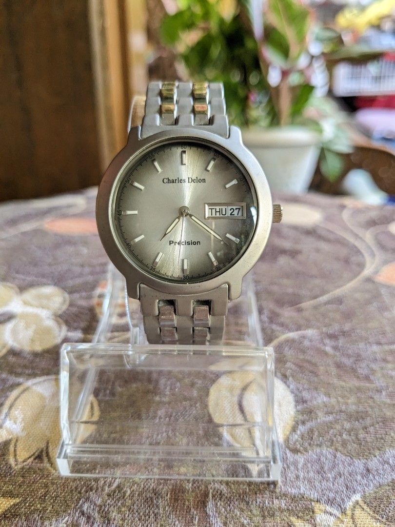 Charles Delon Precision Men's Watch (Category: Men's Watches) located in Cabuyao City. Submitted by soigneboutiqueshop (Listing ID 1301048574, Image 1). Description: Details: Dome Glass; frosted matte; with Day and Date window Movement Type: Japan Movement Wrist Size: 6.25".
