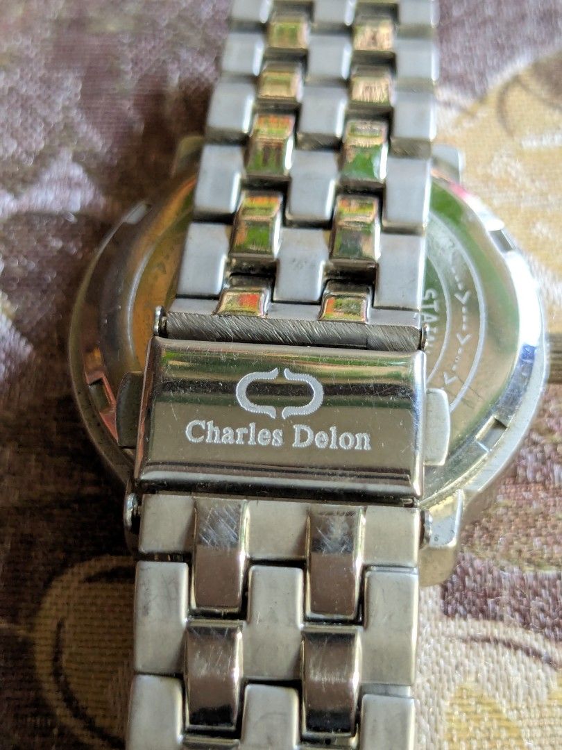 Charles Delon Precision Men's Watch (Category: Men's Watches) located in Cabuyao City. Submitted by soigneboutiqueshop (Listing ID 1301048574, Image 3). Description: Details: Dome Glass; frosted matte; with Day and Date window Movement Type: Japan Movement Wrist Size: 6.25".