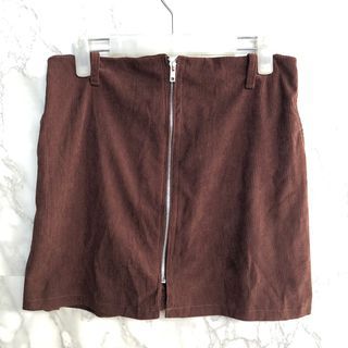 Chocolate corduroy zip up skirt