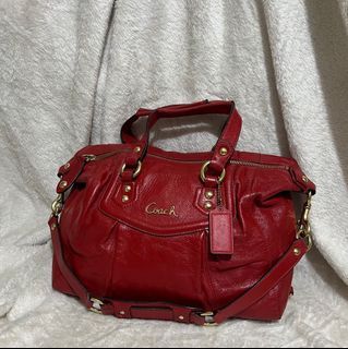 Coach Red Two Way Leather Crossbody Bag